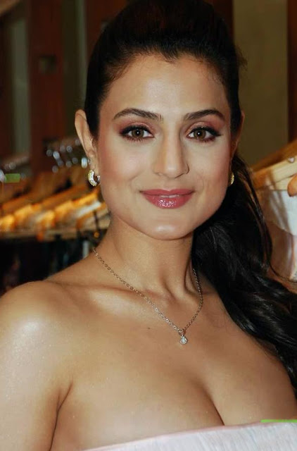Bollywood Beauty Amisha Patel Hot Stills in White Dress 3
