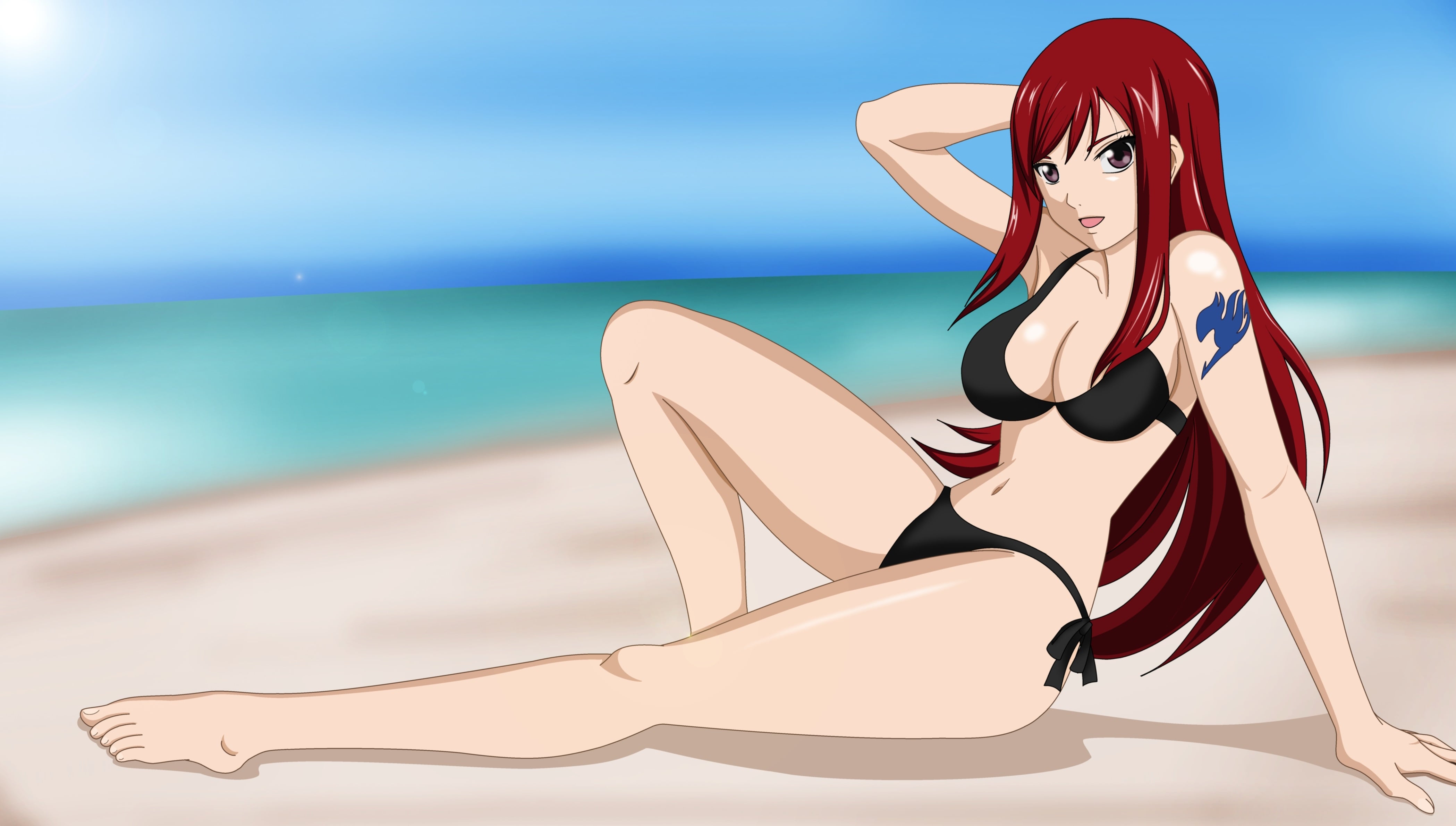 Erza Scarlet black bikini