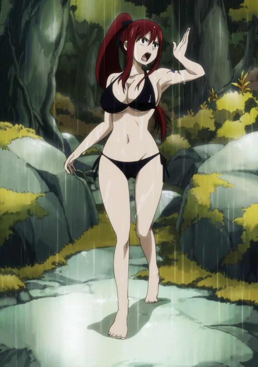 Erza Scarlet black hot bikini