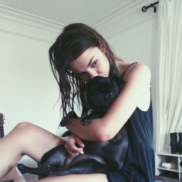 Maia Mitchell with Dog