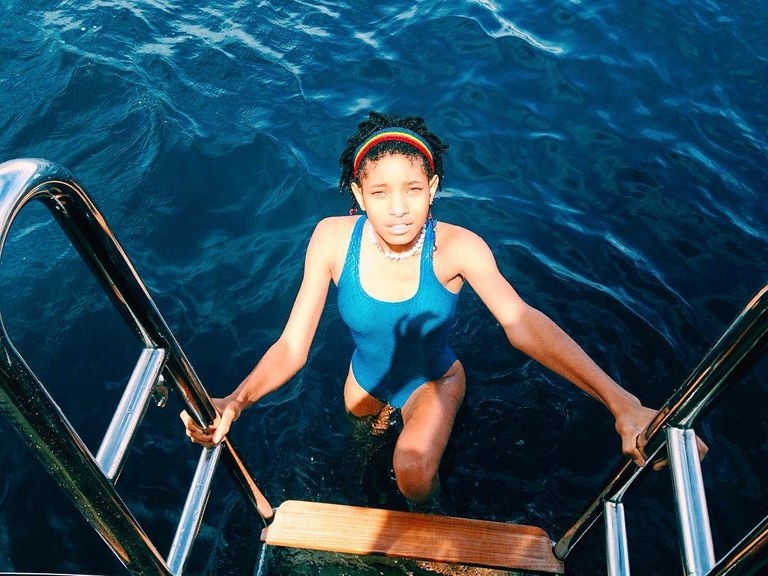 Willow Smith blue swimsuit
