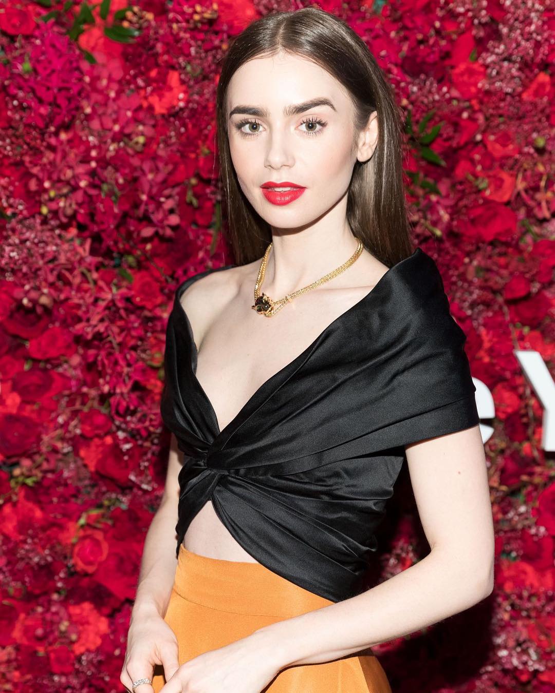 Lily Collins Red Lips