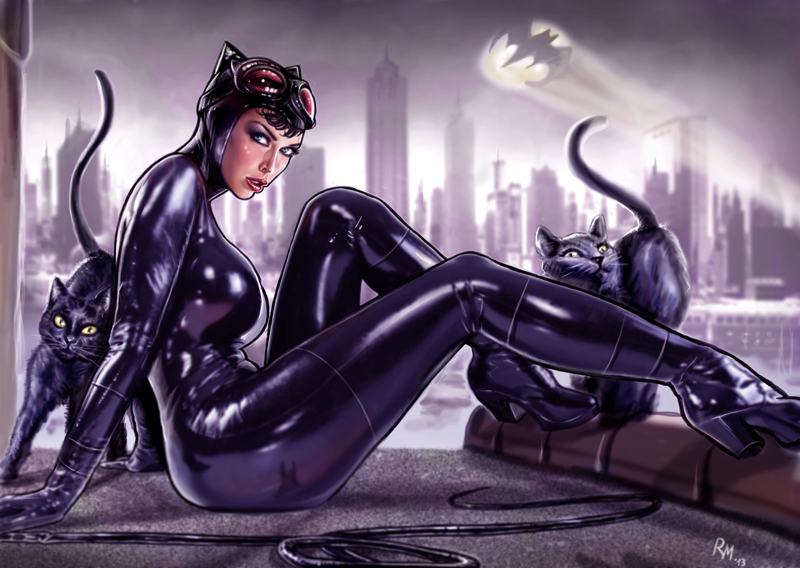 Catwoman with cats