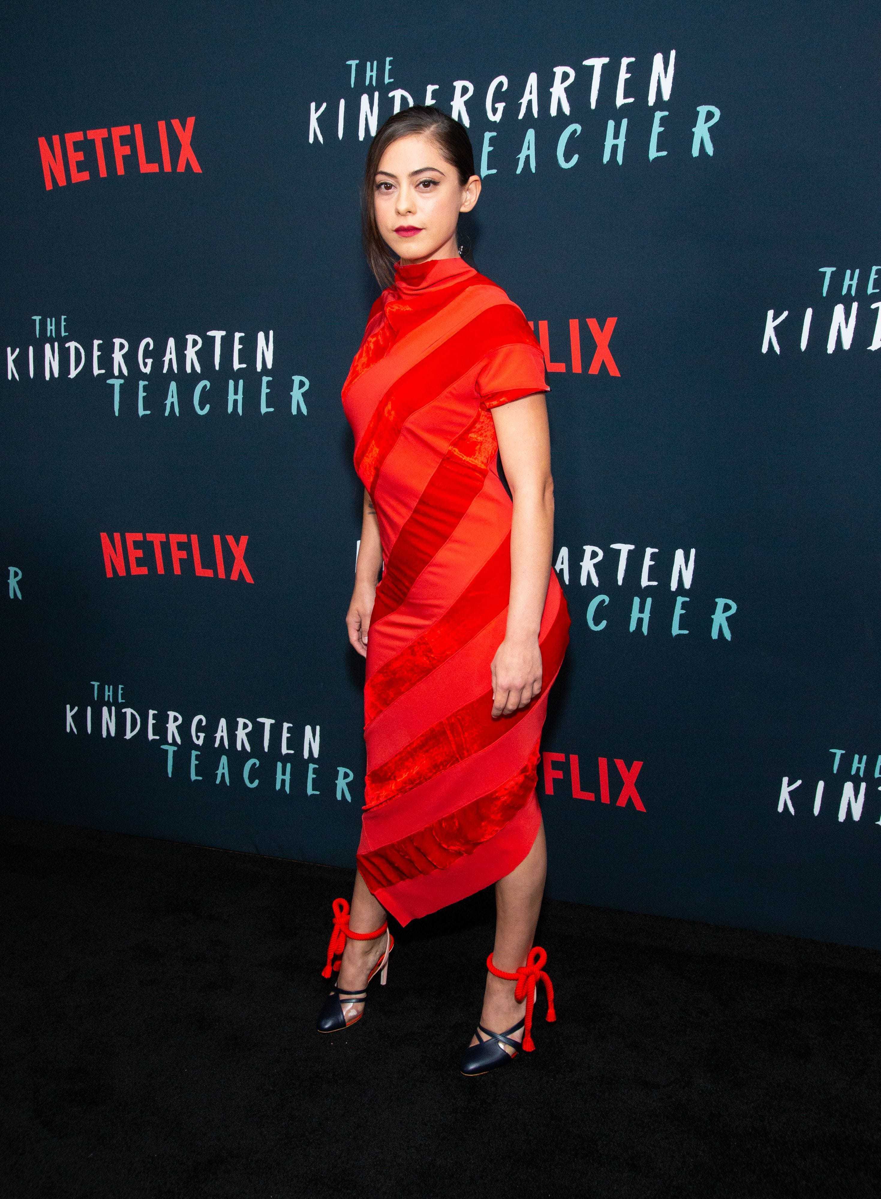 Rosa Salazar red sexy dress