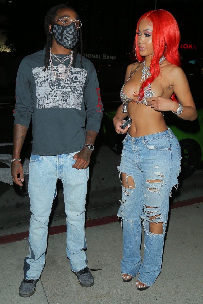 Quavo And Saweetie Have Dinner At BOA Steakhouse 5