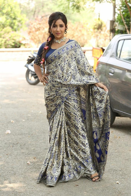 Beautiful Actress Kapilakshi Malhotra In Blue Saree 11