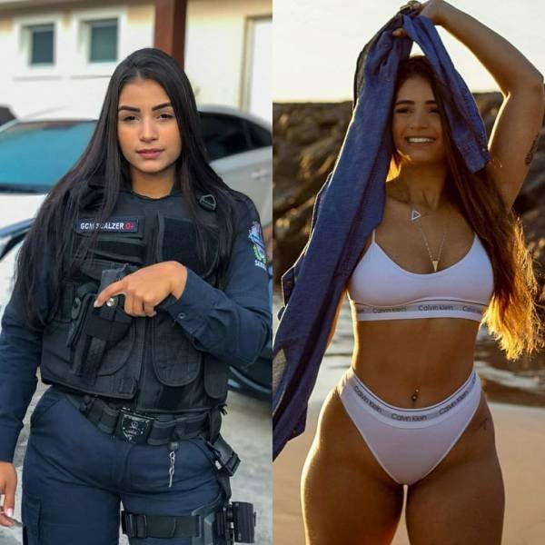 35 Sexy Girls With VS. Without Uniform 14