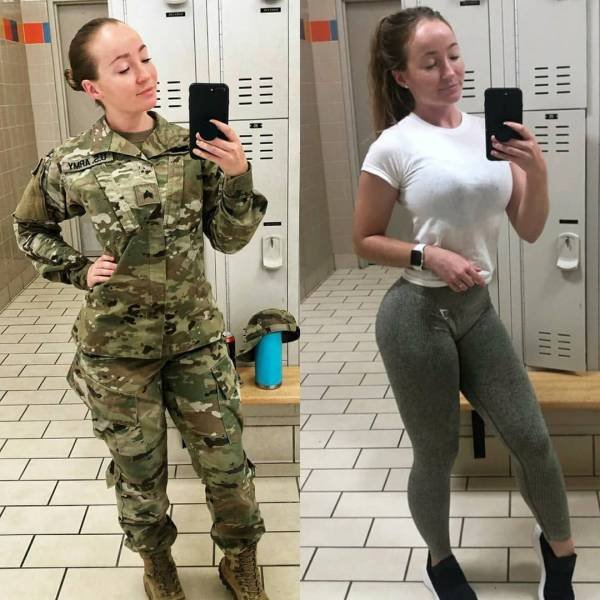 35 Sexy Girls With VS. Without Uniform 307