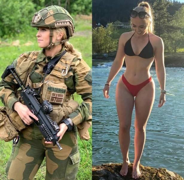 35 Sexy Girls With VS. Without Uniform 22