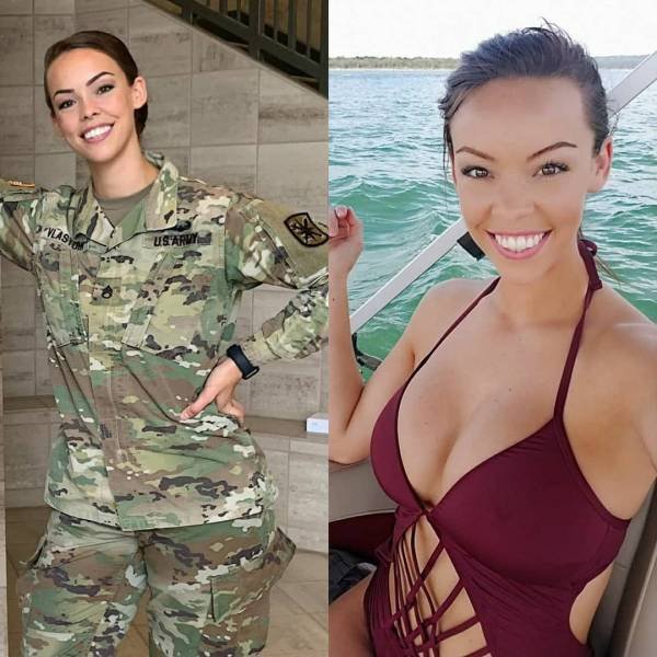 35 Sexy Girls With VS. Without Uniform 36