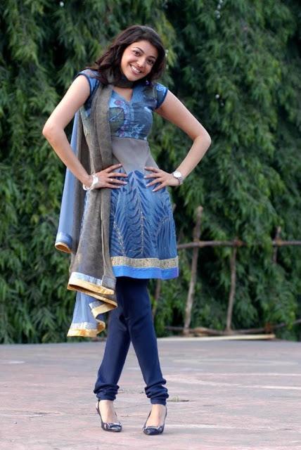 Kajal Agarwal Cute Looking In Blue Dress 16
