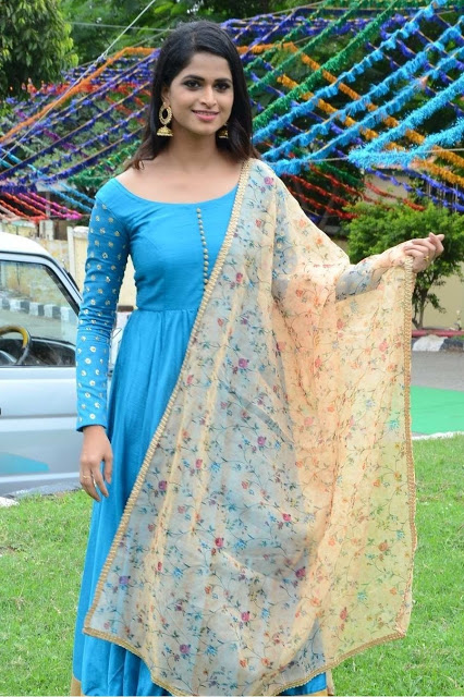 Suma Poojari Beautiful Backless Hot Latest Photoshoot in Light Blue Dress 8