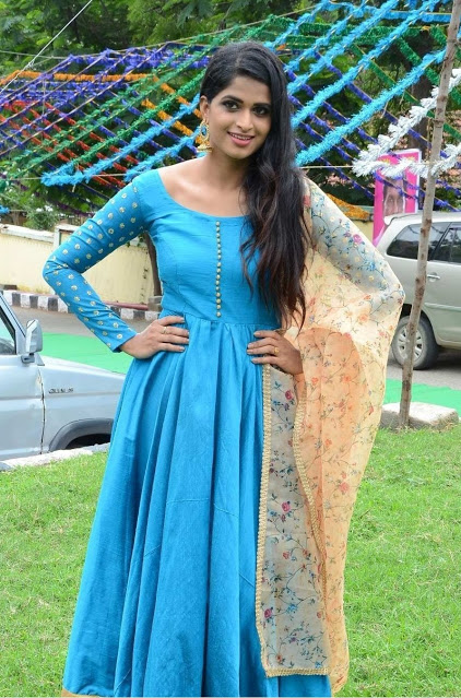 Suma Poojari Beautiful Backless Hot Latest Photoshoot in Light Blue Dress 6