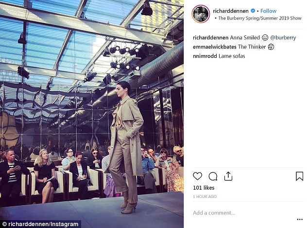 Reaction: Tatler editor Richard Dennen, who was present during the show, said on Instagram that Kendall's appearance on the runway was met with a smile from Anna Wintour