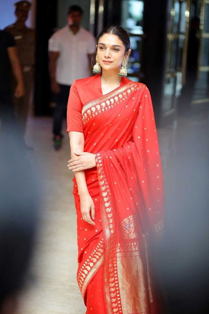 Actress Aditi Rao Hydari Red Saree Photos 6