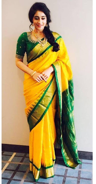 Beautiful Actress Regina Cassandra In Traditional Yellow Saree 60