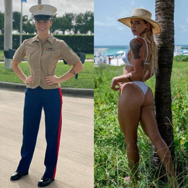 68 Sexy Girls In Uniforms VS. Without Them 24