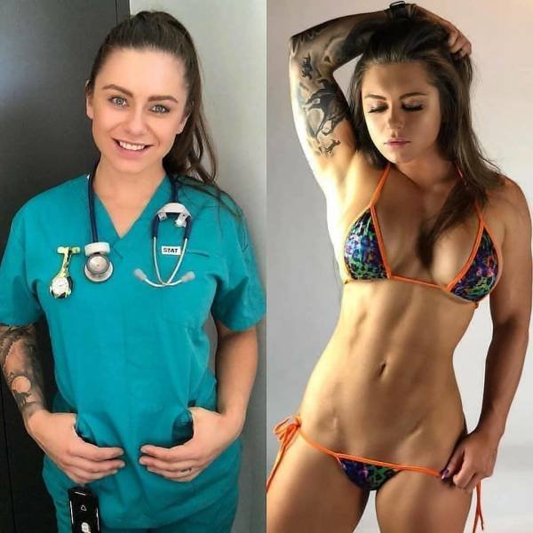 68 Sexy Girls In Uniforms VS. Without Them 36