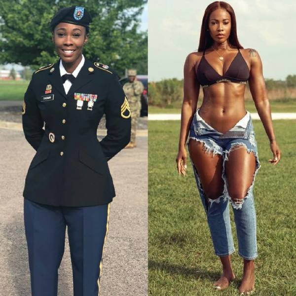 68 Sexy Girls In Uniforms VS. Without Them 40