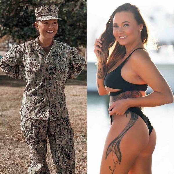 68 Sexy Girls In Uniforms VS. Without Them 59