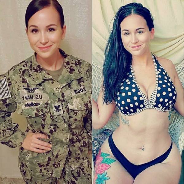 68 Sexy Girls In Uniforms VS. Without Them 10